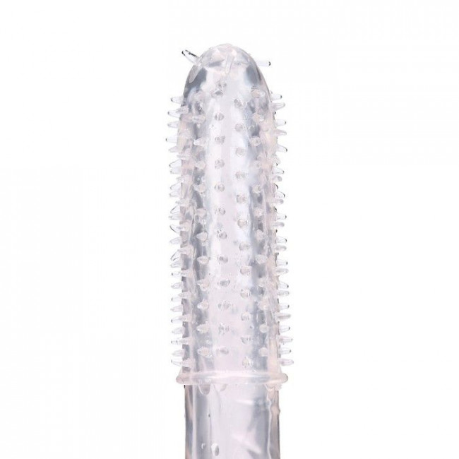 Прозрачная массажная насадка на пенис с усиками - 12,5 см.