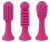 Ярко-розовый клиторальный вибратор с 3 насадками Spot Vibrator with 3 Tips - 17,9 см.