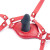 Красный кляп-губки с фаллоимитатором на регулируемых ремешках