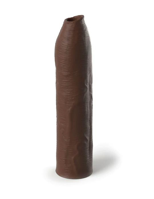 Коричневая насадка-удлинитель Uncut Silicone Penis Enhancer - 17,8 см.