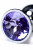 Серебристая конусовидная анальная пробка с фиолетовым кристаллом - 7 см. 